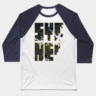 Sydney, Australia City Map Typography - Gold Art Deco Baseball T-Shirt